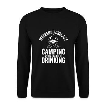 Weekend Forecast Camping with a Chance of Drinking - Unisex Sweatshirt - black - Front - Alina (178cm) & Michal (187cm)