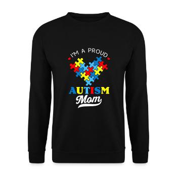 Je suis une fière maman Sensibilisation à l’autisme Cœur autiste - Sweat-shirt Unisexe - noir - Devant - Alina (178cm) & Michal (187cm)