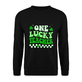Un professeur chanceux Groovy Retro Happy St Patrick - Sweat-shirt Unisexe - noir - Devant - Alina (178cm) & Michal (187cm)