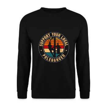 Soutenez votre monteur de lignes Pole Dancer Retro local - Sweat-shirt Unisexe - noir - Devant - Alina (178cm) & Michal (187cm)