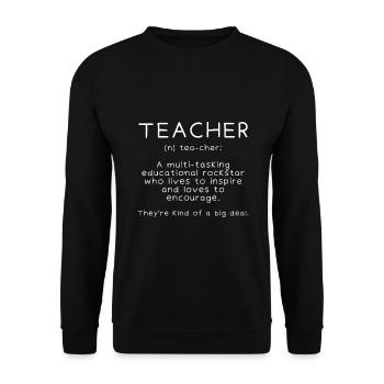 Teacher Definition - Lustiger Schullehrer unterrichten - Unisex Pullover - Schwarz - Vorne - Alina (178cm) & Michal (187cm)