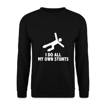 Ich mache alle meine Stunts selbst - Unisex Pullover - Schwarz - Vorne - Alina (178cm) & Michal (187cm)