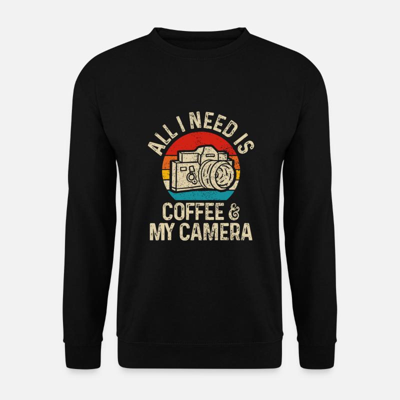 Photographer Gift Coffee & Camera - Unisex Sweatshirt - black