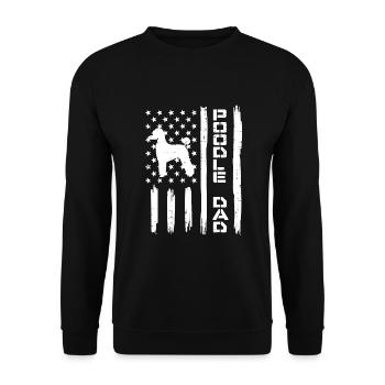 Poodle Dad US Flag Vintage Patriot Dog Lover Owner - Unisex Sweatshirt - black - Front - Alina (178cm) & Michal (187cm)