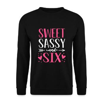 Cœurs Doux Sassy Et Six 6 ans 6ème - Sweat-shirt Unisexe - noir - Devant - Alina (178cm) & Michal (187cm)