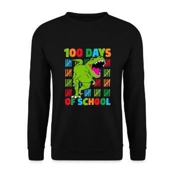 100th Day of School Dino Kids Happy 100 Days - Unisex Sweatshirt - black - Front - Alina (178cm) & Michal (187cm)
