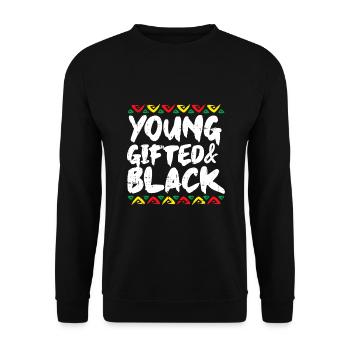 Junge begabte Schwarze Kente Dashiki Stolz Afrikanisch - Unisex Pullover - Schwarz - Vorne - Alina (178cm) & Michal (187cm)