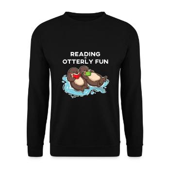 Seeotter Buchlesegeschenk, für Bücherwurmlehrer - Unisex Pullover - Schwarz - Vorne - Alina (178cm) & Michal (187cm)