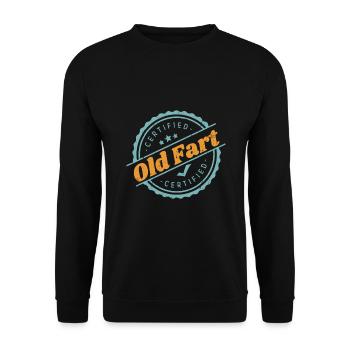Certified Old Fart Funny Retirement Gift Birthday - Unisex Sweatshirt - black - Front - Alina (178cm) & Michal (187cm)