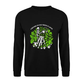 Gartenarbeit, weil Mord falsch ist Skelett-Unkraut - Unisex Pullover - Schwarz - Vorne - Alina (178cm) & Michal (187cm)