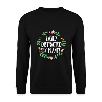 Cute Easily Distracted By Plants Gardening Gift - Unisex Sweatshirt - black - Front - Alina (178cm) & Michal (187cm)