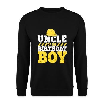 Onkel des Geburtstagskindes Bau Geburtstag - Unisex Pullover - Schwarz - Vorne - Alina (178cm) & Michal (187cm)