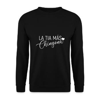 La Tia Mas Chingona Funny Aunt Heart - Unisex Sweatshirt - black - Front - Alina (178cm) & Michal (187cm)