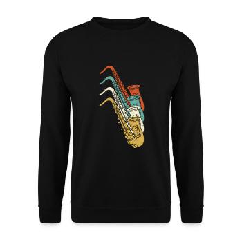 Saxophonist Saxist Sax I Vintage Saxophone - Unisex Sweatshirt - black - Front - Alina (178cm) & Michal (187cm)