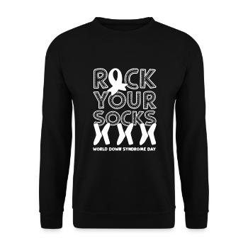 Journée mondiale du syndrome de Down - Rock Your Socks - Sweat-shirt Unisexe - noir - Devant - Alina (178cm) & Michal (187cm)