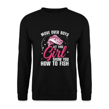Funny Fishing, Fisherman Fishing Lover - Unisex Sweatshirt - black - Front - Alina (178cm) & Michal (187cm)