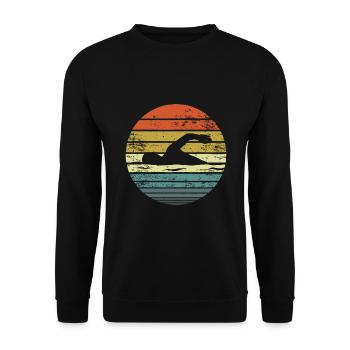 Swimmer Gifts Funny Retro Vintage Sunset - Unisex Sweatshirt - black - Front - Alina (178cm) & Michal (187cm)