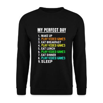 Ma journée parfaite Jeux vidéo - Sweat-shirt Unisexe - noir - Devant - Alina (178cm) & Michal (187cm)