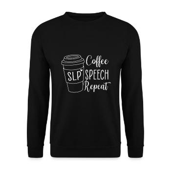 Coffee Speech Repeat SLP Speech Language Therapy - Unisex Sweatshirt - black - Front - Alina (178cm) & Michal (187cm)