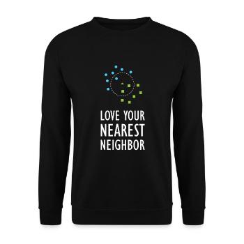 Maschinelles Lernen, Nächstester Nachbar, Algorithmus, KI-Kunst - Unisex Pullover - Schwarz - Vorne - Alina (178cm) & Michal (187cm)