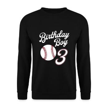 3 Years Old Baseball Themed 3rd Birthday Party - Unisex Sweatshirt - black - Front - Alina (178cm) & Michal (187cm)