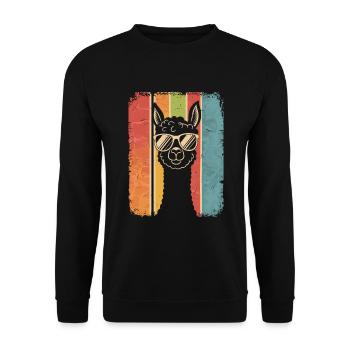Cooles Alpaka mit Sonnenbrille - Unisex Pullover - Schwarz - Vorne - Alina (178cm) & Michal (187cm)