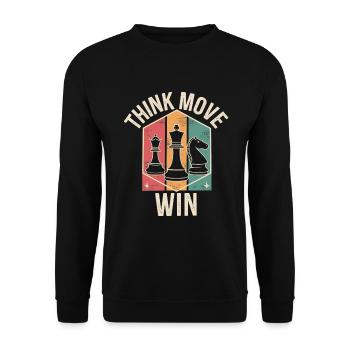 Think Move Win Chess Piece - Unisex Sweatshirt - black - Front - Alina (178cm) & Michal (187cm)