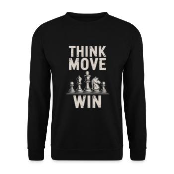 Think Move Win Chess Piece - Unisex Sweatshirt - black - Front - Alina (178cm) & Michal (187cm)
