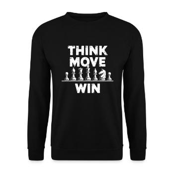 Think Move Win Chess Piece - Unisex Sweatshirt - black - Front - Alina (178cm) & Michal (187cm)