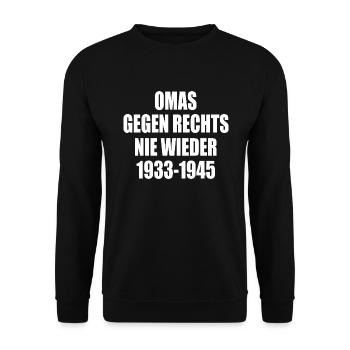 Omas gegen rechts - Unisex Pullover - Schwarz - Vorne - Alina (178cm) & Michal (187cm)