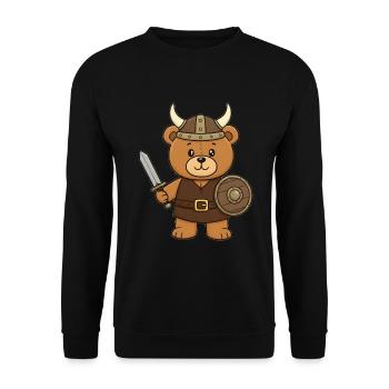 Teddy Bear Viking - Unisex Sweatshirt - black - Front - Alina (178cm) & Michal (187cm)