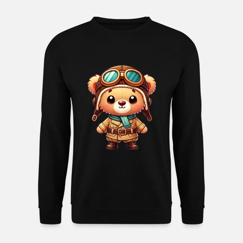 Teddybär Pilot - Unisex Pullover - Schwarz