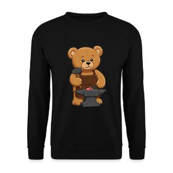 Teddy Bear Blacksmith - Unisex Sweatshirt - black - Front - Alina (178cm) & Michal (187cm)