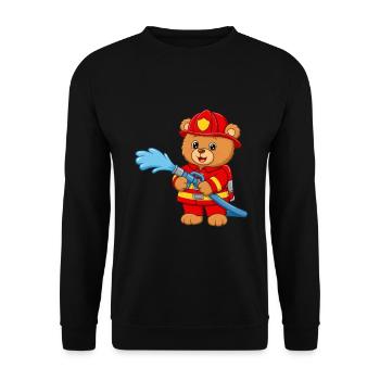 Teddy bear firefighter with hose - Unisex Sweatshirt - black - Front - Alina (178cm) & Michal (187cm)