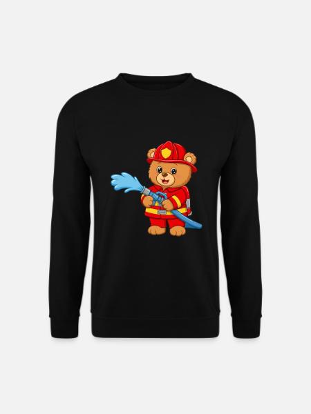 Teddy bear firefighter with hose - Unisex Sweatshirt - black