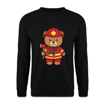Teddy Bear Firefighter - Unisex Sweatshirt - black - Front - Alina (178cm) & Michal (187cm)