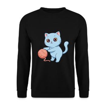 Tier Cartoon Kinderkatze - Unisex Pullover - Schwarz - Vorne - Alina (178cm) & Michal (187cm)