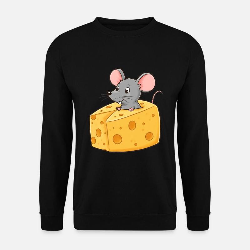 Animal Cartoon Mouse with Cheese - Unisex Sweatshirt - black