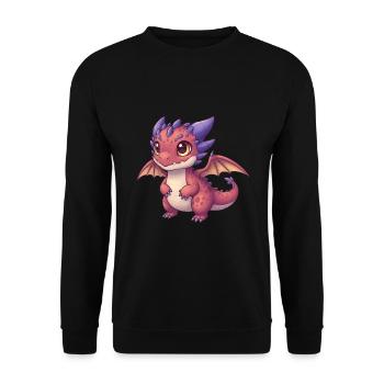 Dino Cartoon Drache - Unisex Pullover - Schwarz - Vorne - Alina (178cm) & Michal (187cm)