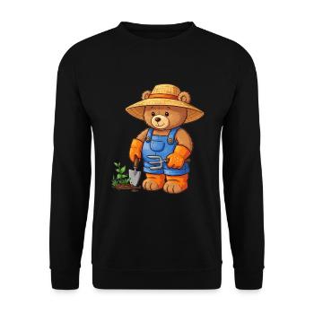 Teddy Bear Gardener - Unisex Sweatshirt - black - Front - Alina (178cm) & Michal (187cm)