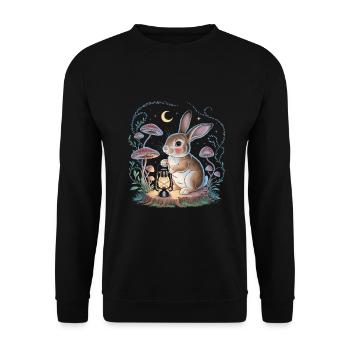 Süßes Kaninchen Cottagecore - Unisex Pullover - Schwarz - Vorne - Alina (178cm) & Michal (187cm)
