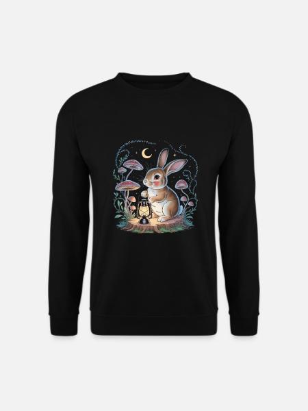 Süßes Kaninchen Cottagecore - Unisex Pullover - Schwarz