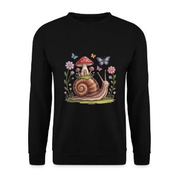 Whimsical Snail Cottagecore - Unisex Sweatshirt - black - Front - Alina (178cm) & Michal (187cm)