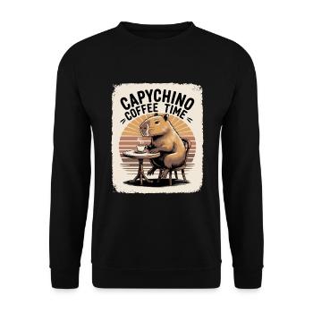 Capychino Coffee Time - Unisex Sweatshirt - black - Front - Alina (178cm) & Michal (187cm)