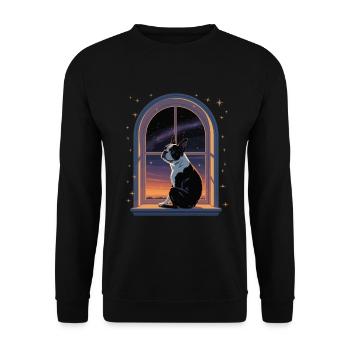 Boston Terrier Star Gazing At Window - Unisex Sweatshirt - black - Front - Alina (178cm) & Michal (187cm)