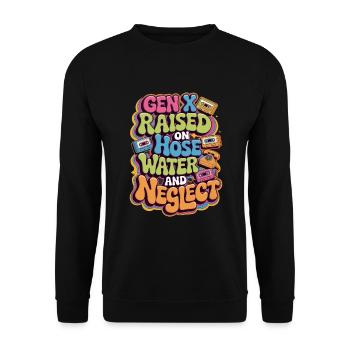 Gen X Raised On Hose Water - Unisex Sweatshirt - black - Front - Alina (178cm) & Michal (187cm)