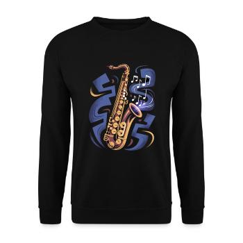 Saxophone With Musical Notes - Unisex Sweatshirt - black - Front - Alina (178cm) & Michal (187cm)