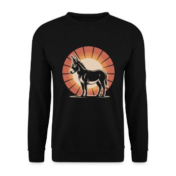 Vintage Esel - Unisex Pullover - Schwarz - Vorne - Alina (178cm) & Michal (187cm)