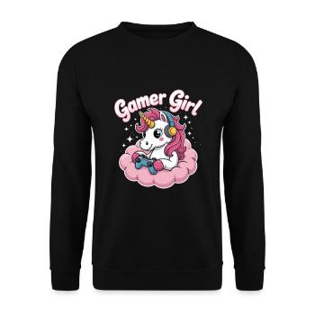 Gamer Girl Licorne - Sweat-shirt Unisexe - noir - Devant - Alina (178cm) & Michal (187cm)