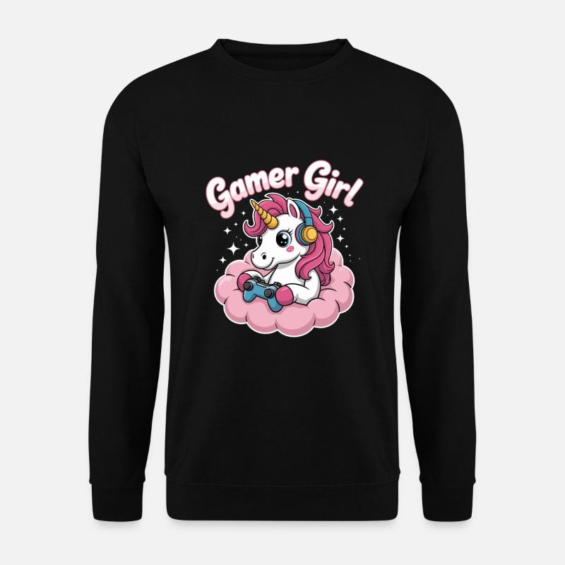 Gamer Mädchen Einhorn - Unisex Pullover - Schwarz